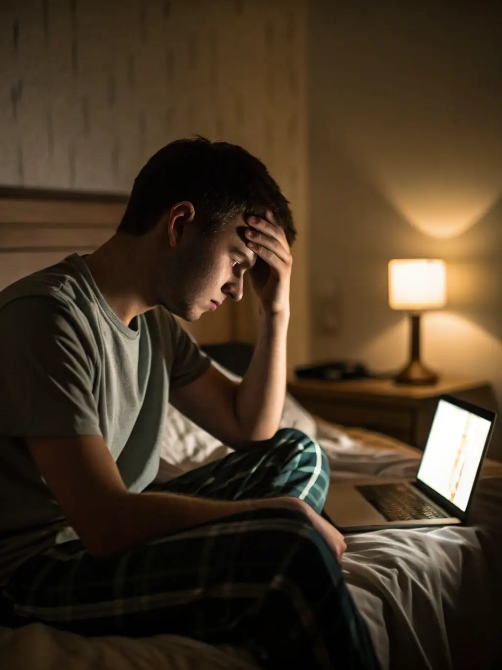 A person experiencing a severe migraine, holding their head in pain, suggesting the need for headache relief through NUCCA chiropractic.